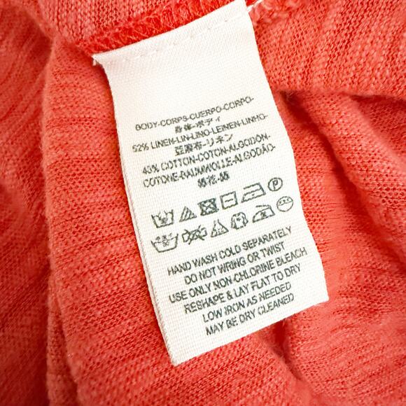 FREE PEOPLE | Aster High-Low Henley Orange Raw Edge Button Oversized | Small - Picture 10 of 11